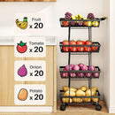 Cesto de Frutas e Legumes de 4/5 Camadas, Carrinho de Armazenamento Metálico Empilhável (com Rodas), Prateleira de Armazenamento Rotativa, Carrinho de Espaço Estreito, Prateleira de Canto, Prateleira Aberta | Adequado para Cozinha, Despensa, Casa de Banho